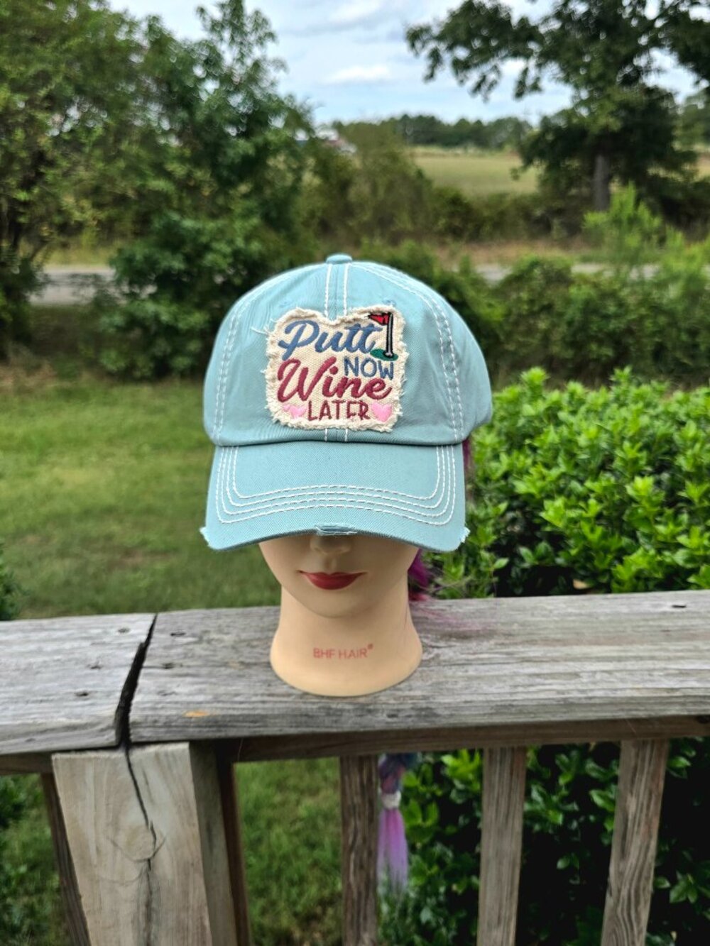 Ladies Sea Foam Green Putt Now Wine Later new no tags